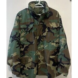 US Army M65 Field Jacket Woodland Camo Medium Regular Golden Mfg Vintage Read